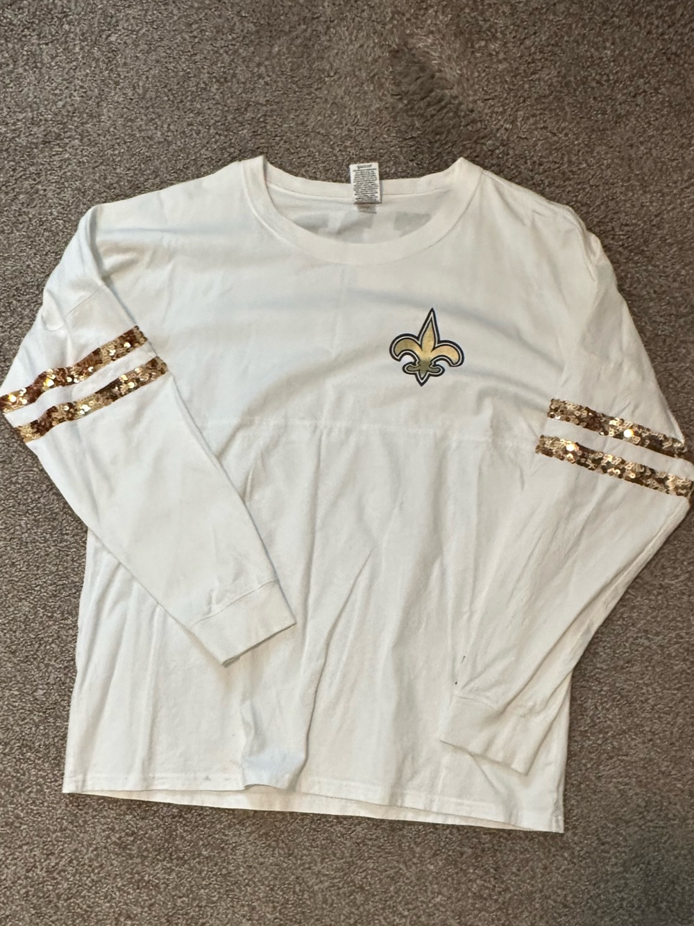 PINK Victoria's Secret New Orleans Saints Sequin Long Sleeve Tee Size L